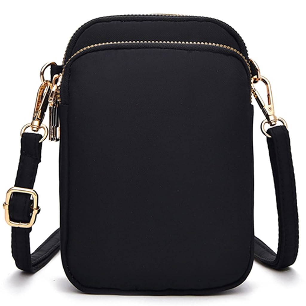 ZIBUYU Women Phone Bag Mini Shoulder Bag Earphone Cable Hole Design Small Triple Layer Zipper Cash Bag Fashion Nylon Purse Bag Crossbody Bag for Errands, Casual Outings, Travel ZIBUYU Women Phone Bag Mini Shoulder Bag Earphone Cable Hole Design Small Triple Layer Zipper Cash Bag Fashion Nylon Purse Bag Crossbody Bag for Errands, Casual Outings, Travel